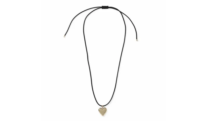 Freedom Gold Tone Heart Black Cord Pendant Necklace