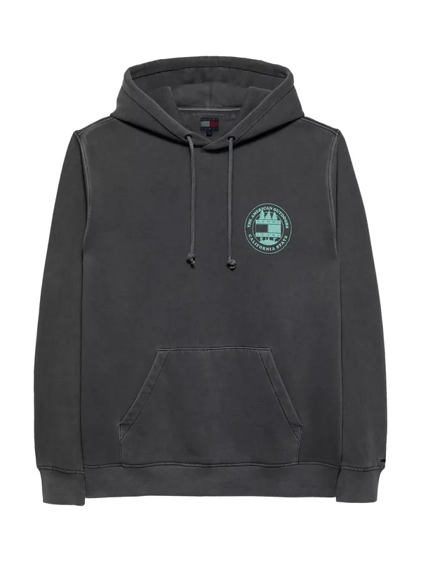 Tommy Jeans Back Slogan Cotton Blend Hoodie, Washed Black