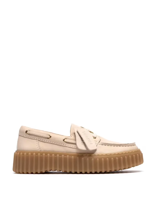 Clarks Leather Platform Boat Shoes