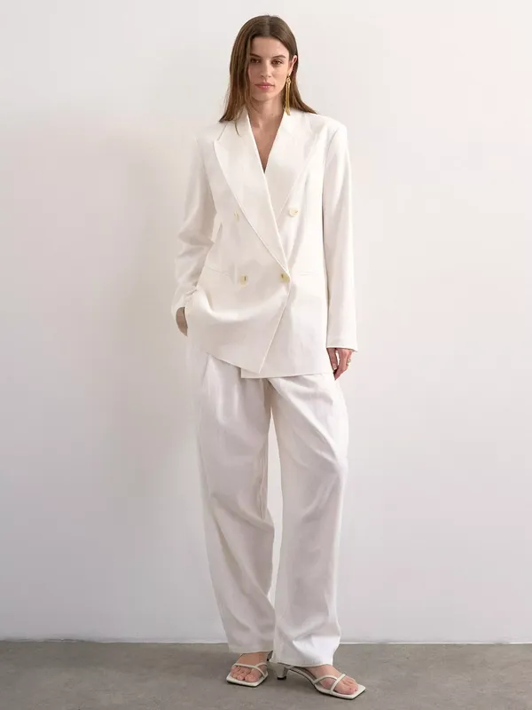 Topshop Linen Blend Barrel Leg Trousers