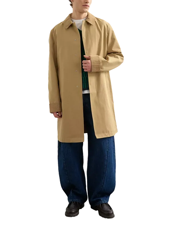 Topman Cord Collar Car Coat, Camel
