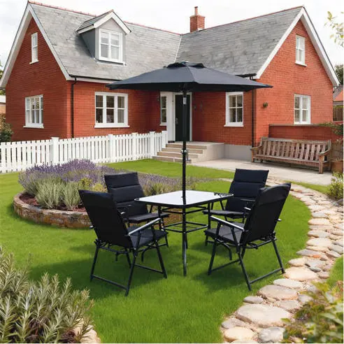 Linea 5-Piece Glass Top Weather Resistant Garden Furniture Set
