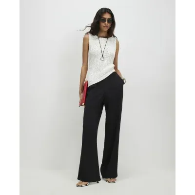 Black Crepe Wide Leg Trousers