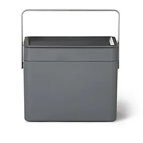 GoodHome Kora Manual Anthracite Metal Worktop Bin - 7L