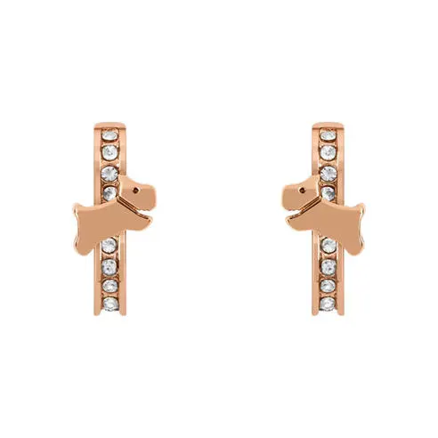Radley 18ct Rose Gold Plated Clear Stone Huggies