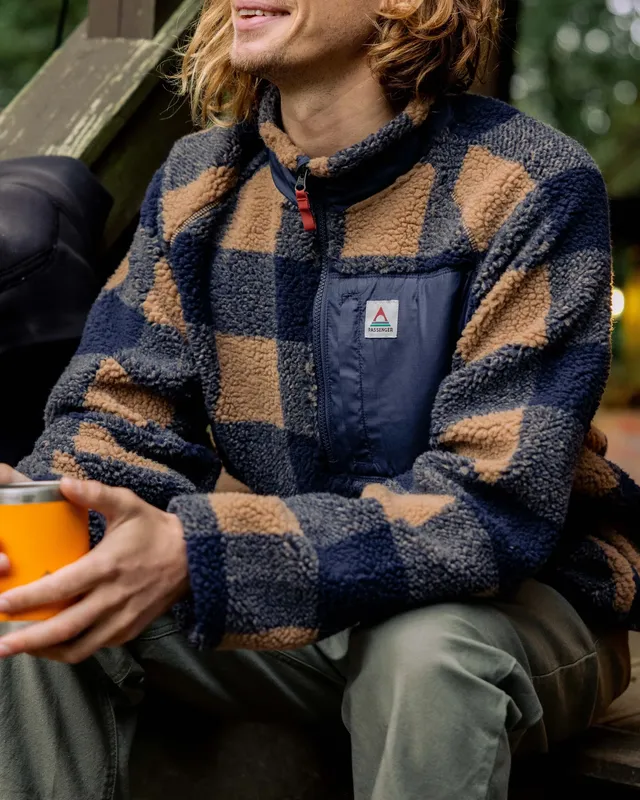 Passenger Clothing Offroad Sherpa 1/2 Zip Fleece - Toffee/Rich Navy Buffalo