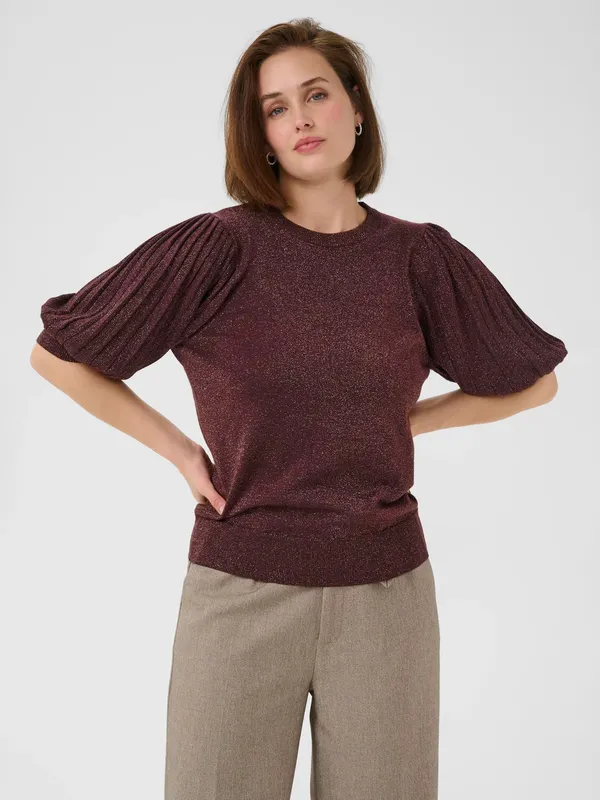 KAFFE KAregina Pleat Short Sleeve Jumper