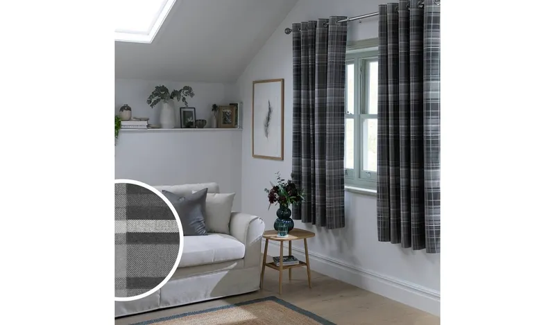 Habitat Traditional Check Fully Lined Eyelet Curtain