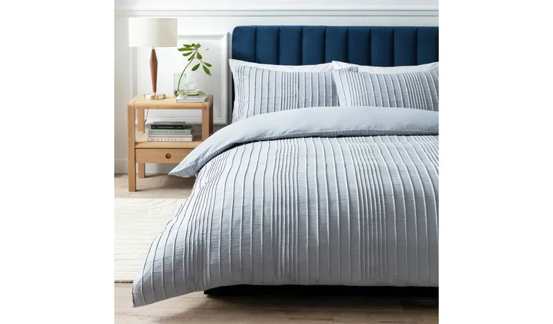 Argos Home Crinkle Blue Bedding Set