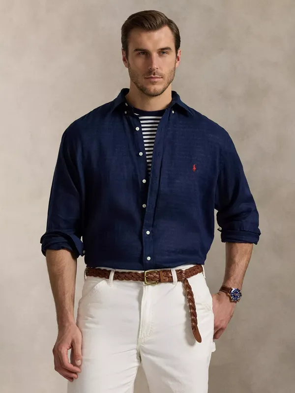 Ralph Lauren Big & Tall Linen Shirt, Newport Navy