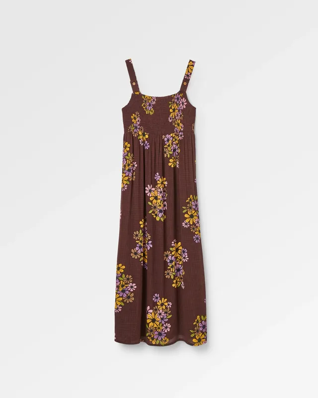 Passenger Clothing Soleis Woven Maxi Dress - Floral Grid Espresso
