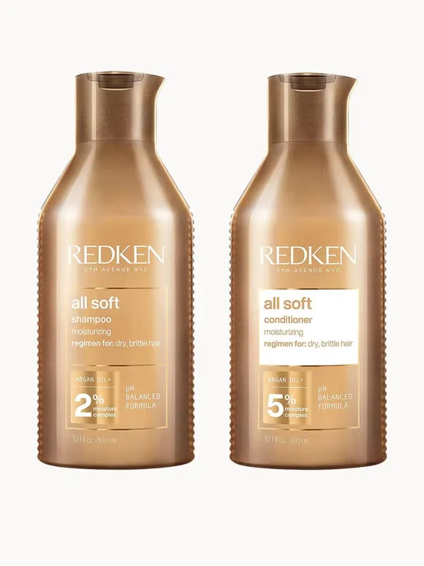 Redken All Soft Shampoo 300ml and Conditioner 300ml Hydrating Bundle to add Softness & Shine for Dry Hair
