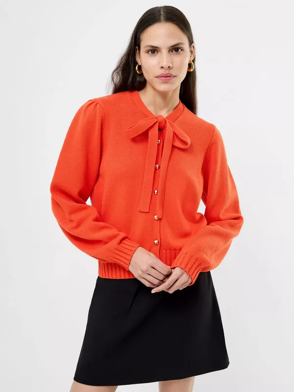 French Connection Varli Long Sleeve Tie Neck Cardigan