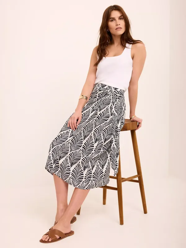 Mint Velvet Geo Print Wrap Midi Skirt, Blue Navy