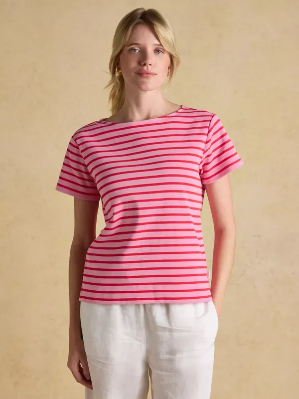 Joules Harbour Breton Stripe T-Shirt, Pink