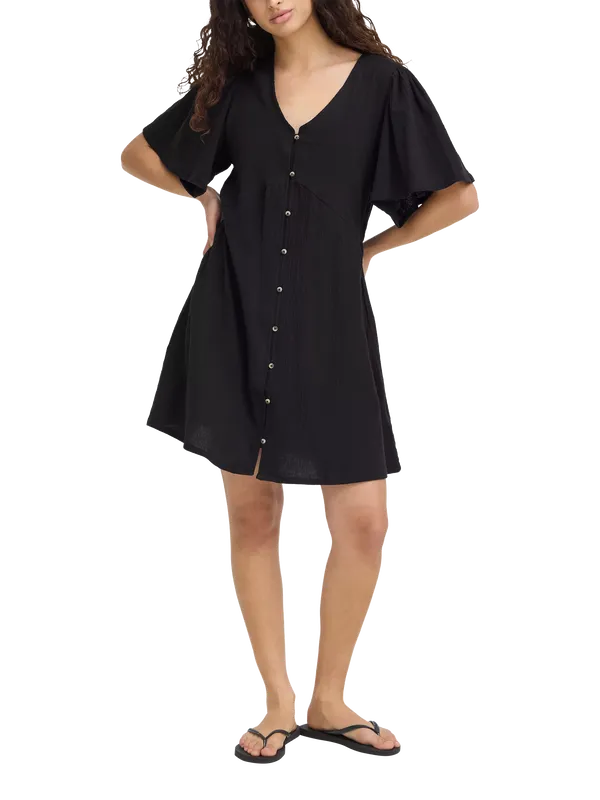 ICHI Ihlifana Swing Mini Dress, Black