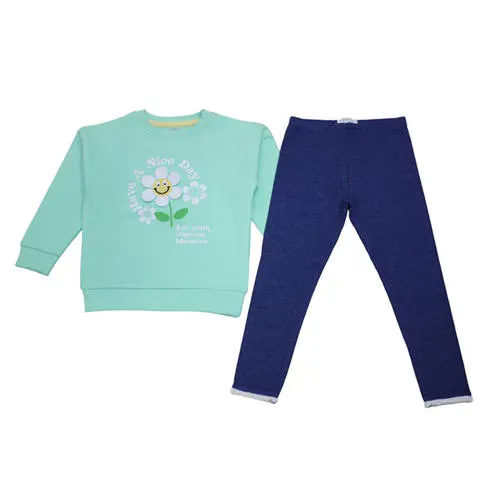Hello World Girls Sweatshirt & Leggings Set