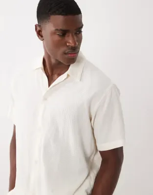 co-ord textured shirt in cream