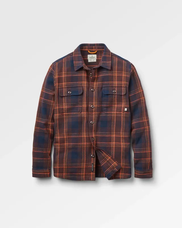 Passenger Clothing Island Twill Shirt - Rich Navy/Espresso Check