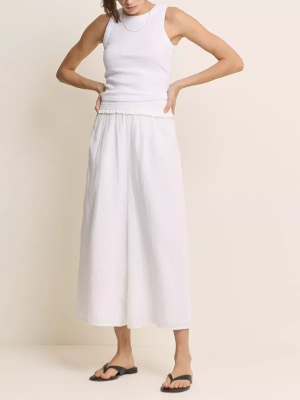 Nobody's Child Gauze High Waist Wide Leg Trousers, White