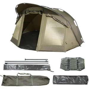 CARPZILLA Fishing Bivvy 2 Man Waterproof Camping Tent Shelter Door Windows Green - Dark Green