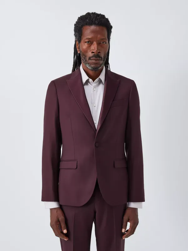 John Lewis Super 100's Wool Dinner Jacket, Burgundy