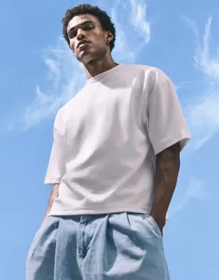 breatheMAX™ heavyweight boxy oversized t-shirt in white cotton blend