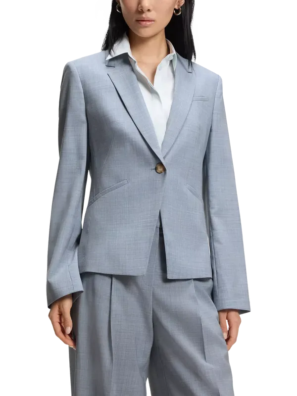 HUGO BOSS Jia Pure Wool Slim Fit Blazer, Open Blue