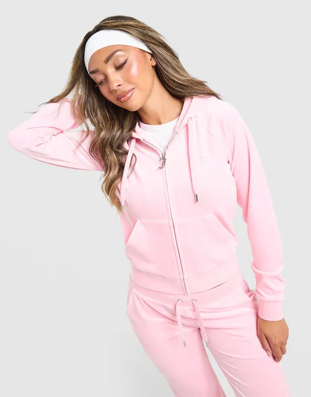 JUICY COUTURE Diamante JC Logo Full Zip Hoodie
