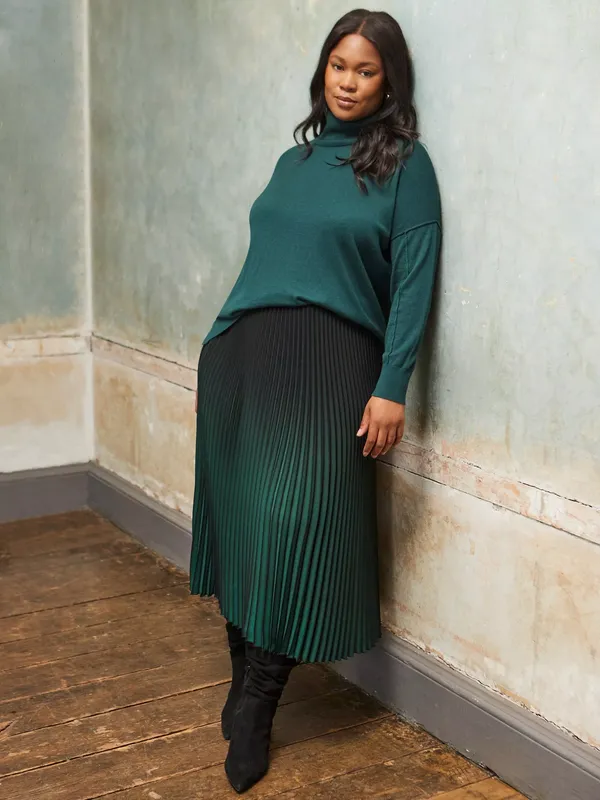 Live Unlimited Curve Side Split Roll Neck Jumper, Black