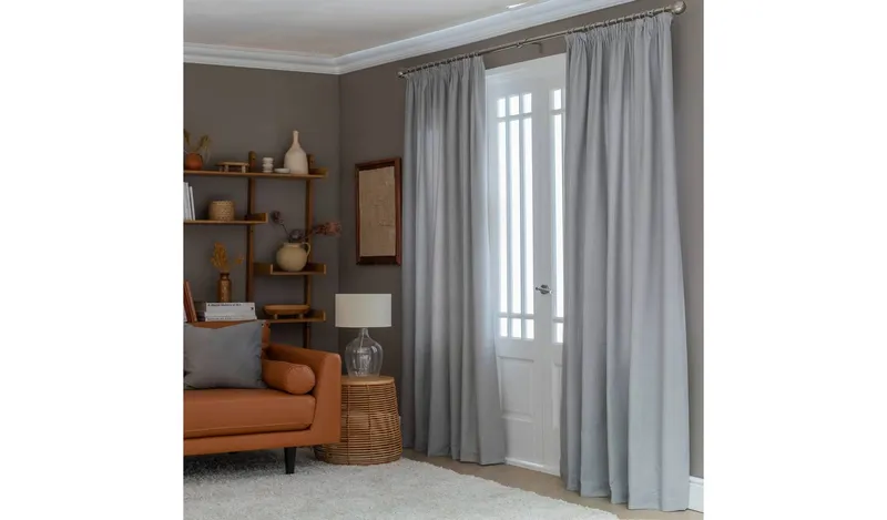 Habitat Herringbone Fully Lined Pencil Pleat Curtain