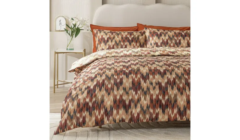 Habitat Cotton Ikat Print Brown Bedding Set
