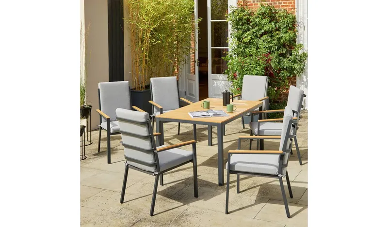 Argos Home Formal 6 Seater Patio Set - Grey