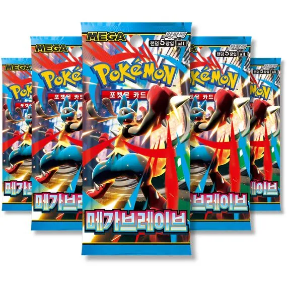 Pokemon Mega Evolution Brave Korean 5 x Booster Packs - Mega Brave