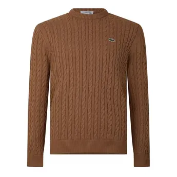 Lacoste Men's Cotton Cable Knit Long-Sleeve Crew-Neck Jumper