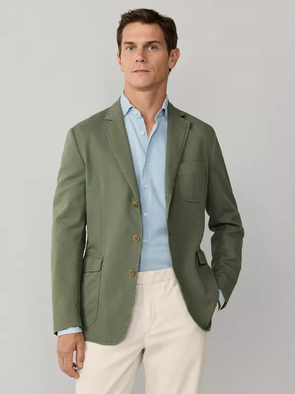 Hackett London Cotton-Linen Blazer, Sage Green