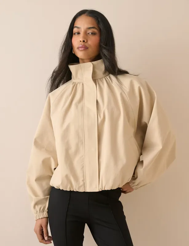 Nobody's Child Pure Cotton Balloon Sleeve Funnel Neck Jacket