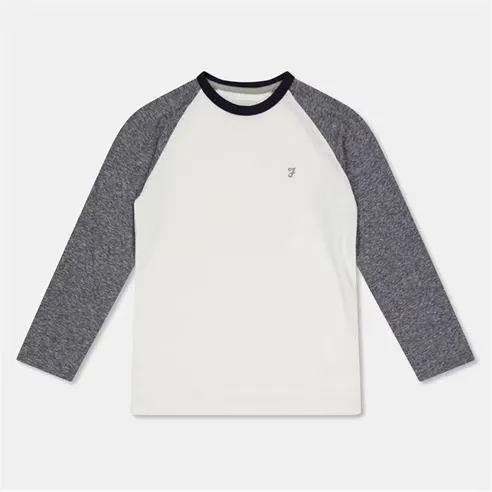 Farah Unisex Kids' Injection Slub Ringer Long Sleeve T-Shirt
