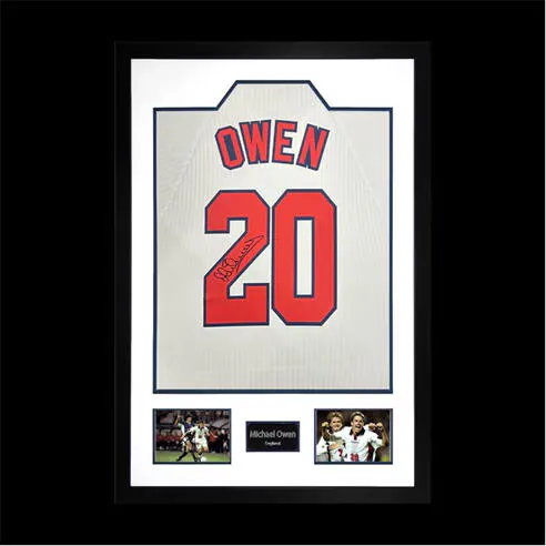 The Fan Cave Michael Owen Signed England 98' Shirt Premium Fram