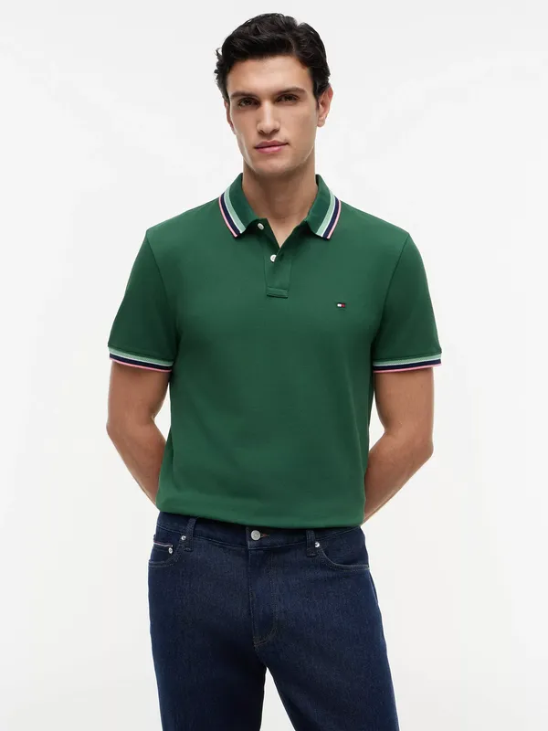 Tommy Hilfiger Cotton Blend Polo Shirt, Dark Green