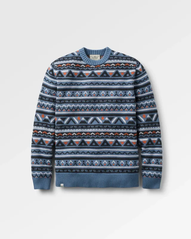 Passenger Clothing Stoked Knitted Jumper - Faded Denim Multi