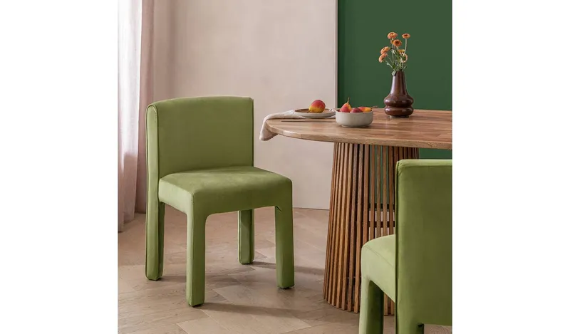 Habitat Bastian Velvet Dining Chair - Green