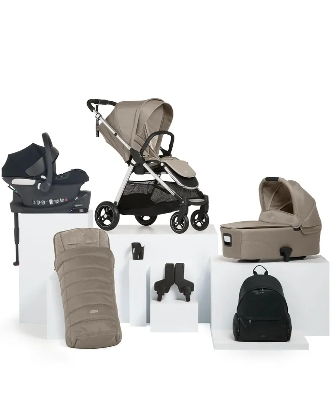 Mamas & Papas Flip XT³ Pushchair Bundle with Cybex Aton B2 i-Size Car Seat & Base (7 Pieces) - Fawn