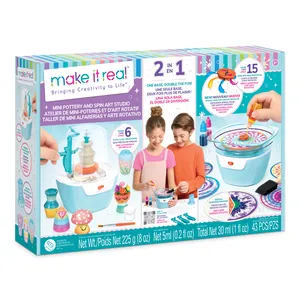 Make It Real Mini Pottery and Spin Art Studio Craft Set