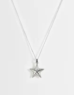 waterproof stainless steel star pendant necklace in silver