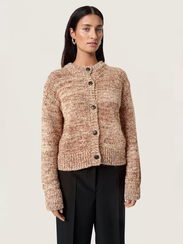 Soaked In Luxury SLMacawi Long Sleeve Buttoned Wool Blend Cardigan