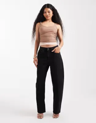 ASOS DESIGN Petite slim barrel jeans in washed black