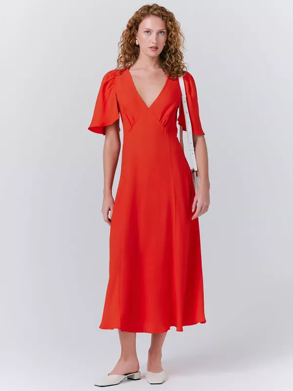 Ghost Sadie V-Neck Midi Dress