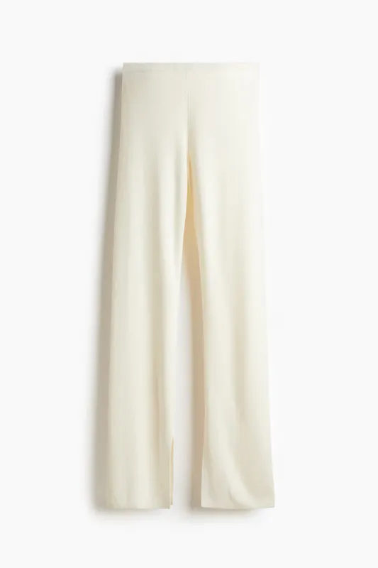Fine-knit flared trousers
