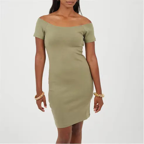 Brave Soul Womens Bardot Neckline Bodycon Dress